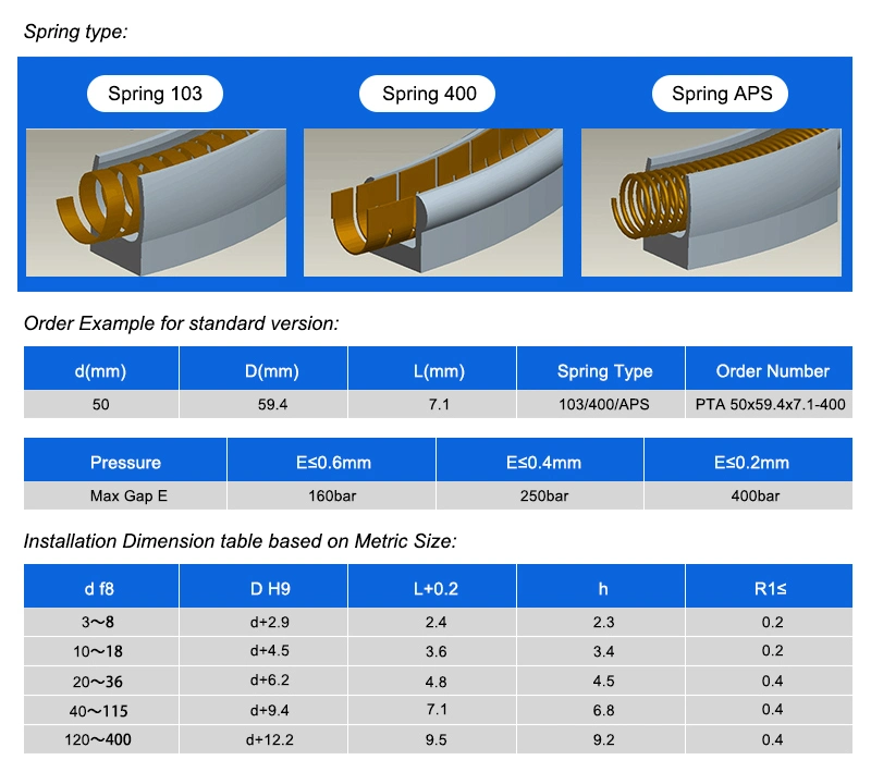 SS304 PTFE Customized Spring Energized Seals Used in Marine